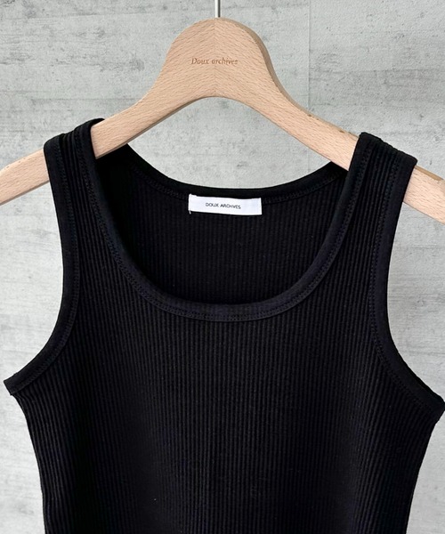 Doux archives（ドゥアルシーヴ）の「テレコタンクトップ（タンクトップ・レディース・ブラウン/グリーン/ブラック/オフホワイト・FREE）」の11枚目の写真