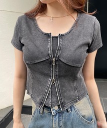 ROGER AND RAW（ロジャーアンドロウ）の「[2点セット]キャミソール＆フロントジップTシャツセット（アンサンブル）」