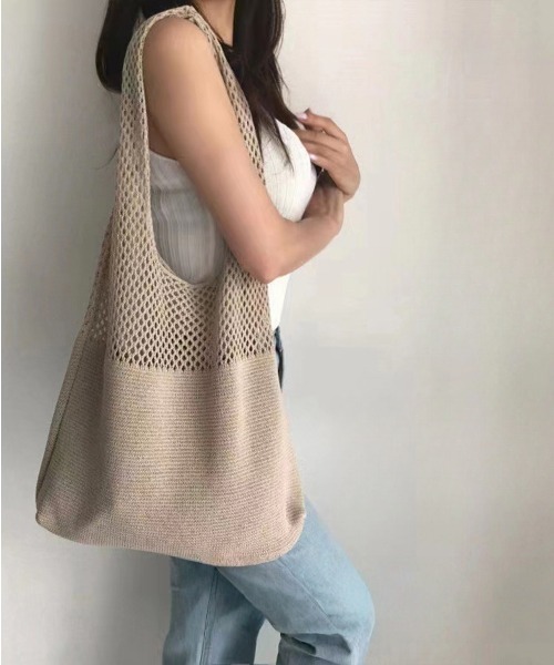 セール】トートバッグ ニット編み ニットバッグ（ショルダー