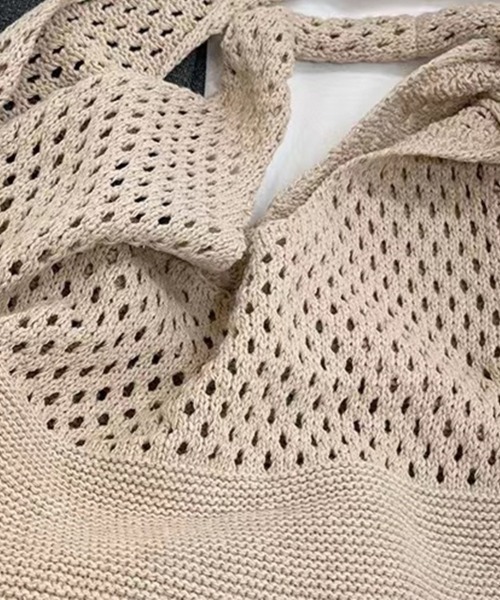 Beststore(ベストストア)の「トートバッグ ニット編み ニットバッグ(ショルダーバッグ・レディース・ベージュ/イエロー/ブラウン/グリーン/ホワイト/ブラック/ブルー・FREE)」の12枚目の写真