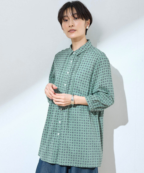 DECOY SINCE 1981（デコイシンスイチキュウハチイチ）の「【UVカット】プリントブラウス（シャツ/ブラウス・レディース・ネイビー/グリーン・9号/11号/13号/15号/17号/7号）」の21枚目の写真