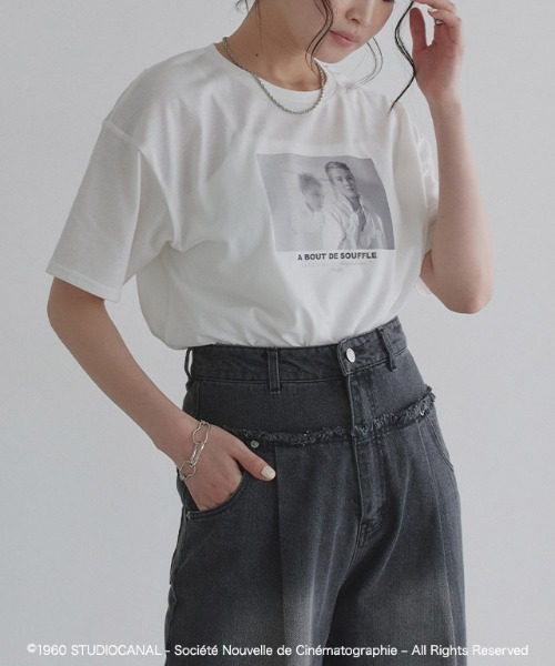 ECLAM(クラム)の「ジャン=リュック・ゴダール映画作品/勝手にしやがれ/プリントTシャツ(Tシャツ/カットソー・レディース・A/B・M)」の17枚目の写真