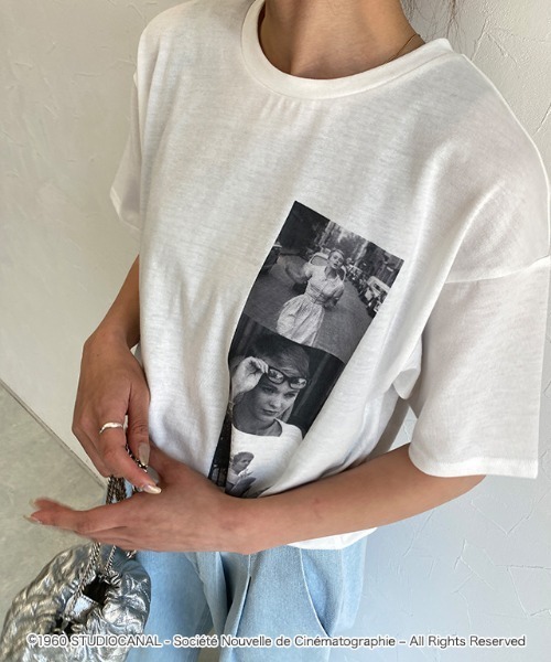 ECLAM(クラム)の「ジャン=リュック・ゴダール映画作品/勝手にしやがれ/プリントTシャツ(Tシャツ/カットソー・レディース・A/B・M)」の6枚目の写真