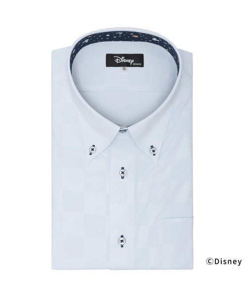 TOKYO SHIRTS(トウキョウシャツ)の「【Disney ディズニー】形態安定ノーアイロン ボタンダウン 半袖ビジネスワイシャツ(大きいサイズ)(ビジネスシャツ・メンズ・ライトブルー・首回り45cm/首回り47cm)」の1枚目の写真