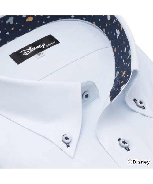 TOKYO SHIRTS(トウキョウシャツ)の「【Disney ディズニー】形態安定ノーアイロン ボタンダウン 半袖ビジネスワイシャツ(大きいサイズ)(ビジネスシャツ・メンズ・ライトブルー・首回り45cm/首回り47cm)」の2枚目の写真