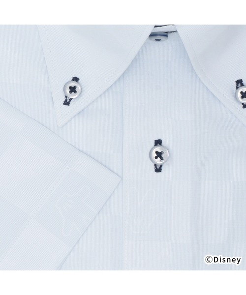 TOKYO SHIRTS(トウキョウシャツ)の「【Disney ディズニー】形態安定ノーアイロン ボタンダウン 半袖ビジネスワイシャツ(大きいサイズ)(ビジネスシャツ・メンズ・ライトブルー・首回り45cm/首回り47cm)」の3枚目の写真