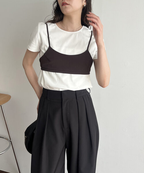 CAPRICIEUX LE'MAGE（カプリシューレマージュ）の「【着回し力抜群！】ビスチェSETアシメTシャツ（Tシャツ/カットソー・レディース・シルバー/ホワイト・FREE）」の12枚目の写真