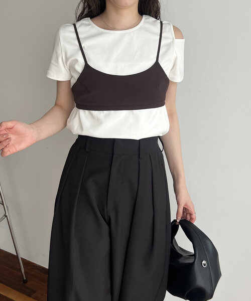 CAPRICIEUX LE'MAGE（カプリシューレマージュ）の「【着回し力抜群！】ビスチェSETアシメTシャツ（Tシャツ/カットソー・レディース・シルバー/ホワイト・FREE）」の16枚目の写真