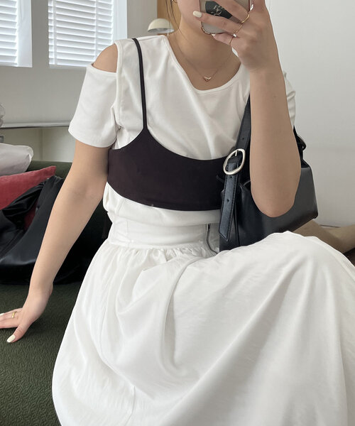 CAPRICIEUX LE'MAGE（カプリシューレマージュ）の「【着回し力抜群！】ビスチェSETアシメTシャツ（Tシャツ/カットソー・レディース・シルバー/ホワイト・FREE）」の19枚目の写真