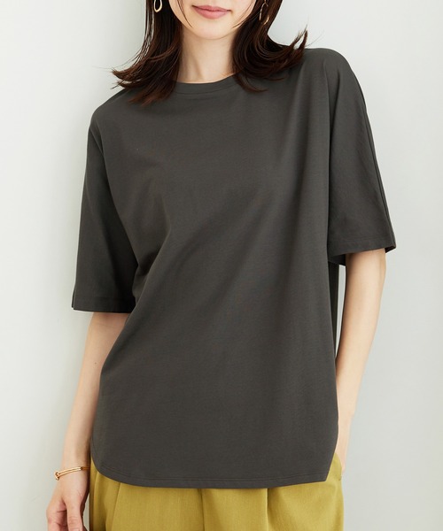 BELLUNA PLUS(ベルーナ)の「ひんやり!綿混裾ラウンドプルオーバー(Tシャツ/カットソー・レディース・チャコール/ターコイズブルー・MEDIUM/LARGE/X-LARGE)」の1枚目の写真