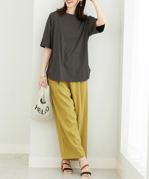 BELLUNA PLUS(ベルーナ)の「ひんやり!綿混裾ラウンドプルオーバー(Tシャツ/カットソー・レディース・チャコール/ターコイズブルー・MEDIUM/LARGE/X-LARGE)」の6枚目の写真