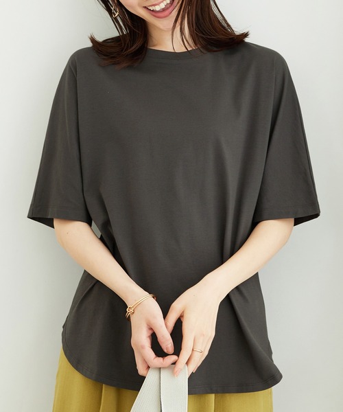 BELLUNA PLUS(ベルーナ)の「ひんやり!綿混裾ラウンドプルオーバー(Tシャツ/カットソー・レディース・チャコール/ターコイズブルー・MEDIUM/LARGE/X-LARGE)」の5枚目の写真