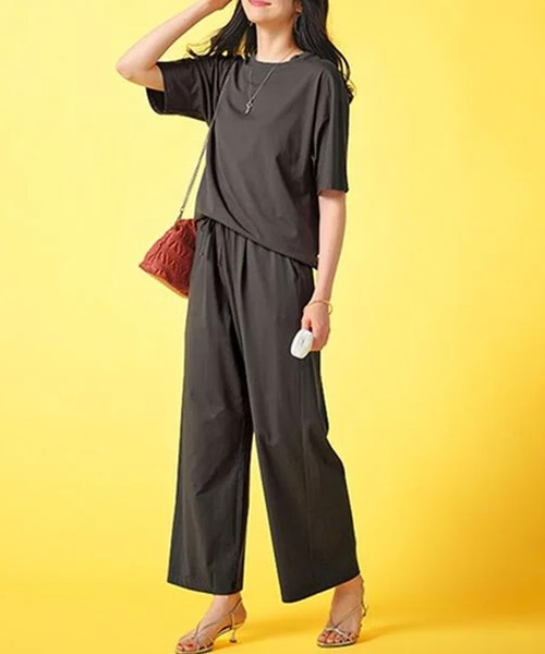 BELLUNA PLUS(ベルーナ)の「ひんやり!綿混裾ラウンドプルオーバー(Tシャツ/カットソー・レディース・チャコール/ターコイズブルー・MEDIUM/LARGE/X-LARGE)」の4枚目の写真