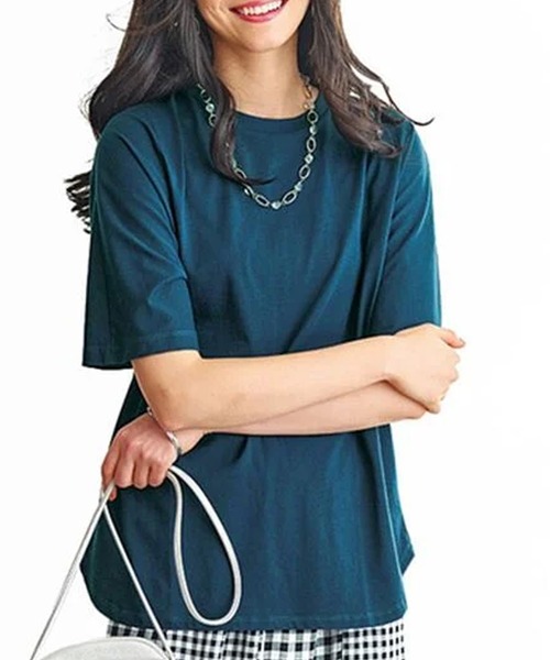 BELLUNA PLUS(ベルーナ)の「ひんやり!綿混裾ラウンドプルオーバー(Tシャツ/カットソー・レディース・チャコール/ターコイズブルー・MEDIUM/LARGE/X-LARGE)」の18枚目の写真