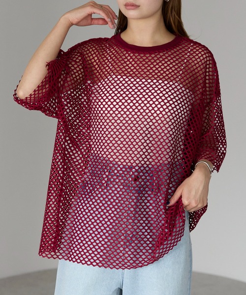 セール】メッシュ オーバーサイズTシャツ（Tシャツ/カットソー