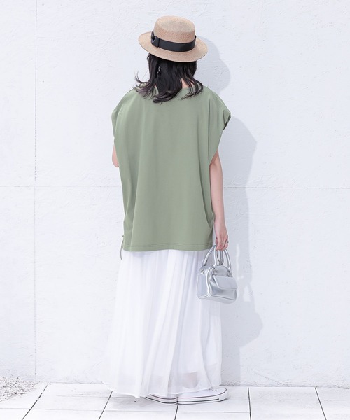 n'OrLABEL(ノアールレーベル)の「【汗じみ防止】ドロストカットソー(Tシャツ/カットソー・レディース・杢グレー/グリーン/オフホワイト・FREE)」の8枚目の写真