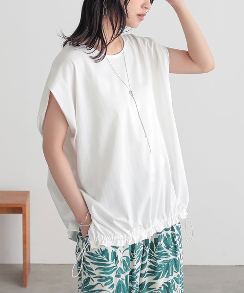 n'OrLABEL(ノアールレーベル)の「【汗じみ防止】ドロストカットソー(Tシャツ/カットソー・レディース・杢グレー/グリーン/オフホワイト・FREE)」の9枚目の写真