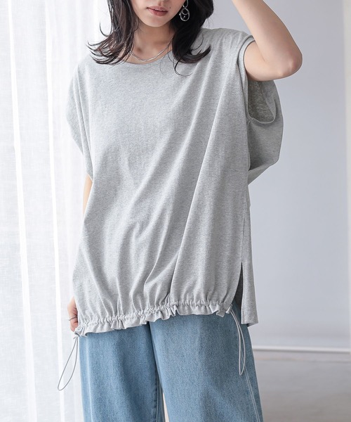 n'OrLABEL(ノアールレーベル)の「【汗じみ防止】ドロストカットソー(Tシャツ/カットソー・レディース・杢グレー/グリーン/オフホワイト・FREE)」の13枚目の写真