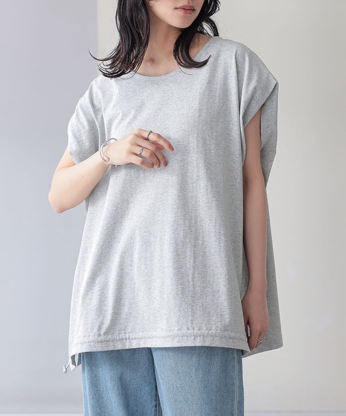 n'OrLABEL(ノアールレーベル)の「【汗じみ防止】ドロストカットソー(Tシャツ/カットソー・レディース・杢グレー/グリーン/オフホワイト・FREE)」の14枚目の写真