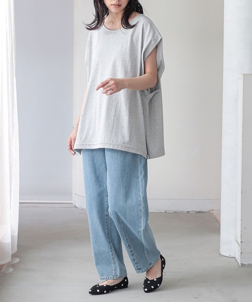 n'OrLABEL(ノアールレーベル)の「【汗じみ防止】ドロストカットソー(Tシャツ/カットソー・レディース・杢グレー/グリーン/オフホワイト・FREE)」の15枚目の写真