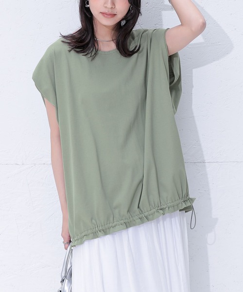 n'OrLABEL(ノアールレーベル)の「【汗じみ防止】ドロストカットソー(Tシャツ/カットソー・レディース・杢グレー/グリーン/オフホワイト・FREE)」の4枚目の写真