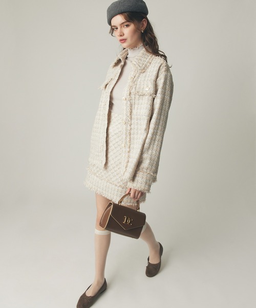 DEICY（デイシー）の「シルクブレンドハイネックリブニット（ニット/セーター・レディース・チャコールグレー/オフホワイト/ライトグレー・FREE）」の9枚目の写真