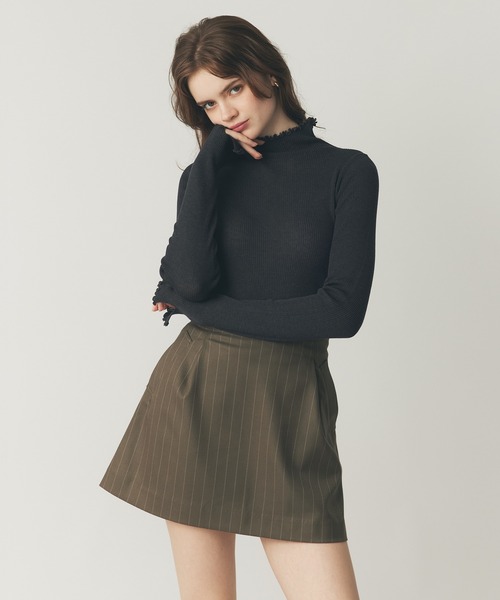 DEICY（デイシー）の「シルクブレンドハイネックリブニット（ニット/セーター・レディース・チャコールグレー/オフホワイト/ライトグレー・FREE）」の14枚目の写真