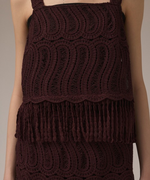 GRACE CONTINENTAL（グレースコンチネンタル）の「クロシェレースキャミ（キャミソール・レディース・ブラウン/キナリ・38/36）」の7枚目の写真