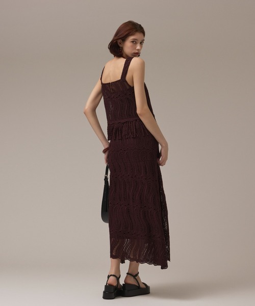 GRACE CONTINENTAL（グレースコンチネンタル）の「クロシェレースキャミ（キャミソール・レディース・ブラウン/キナリ・38/36）」の8枚目の写真