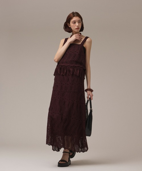 GRACE CONTINENTAL（グレースコンチネンタル）の「クロシェレースキャミ（キャミソール・レディース・ブラウン/キナリ・38/36）」の11枚目の写真