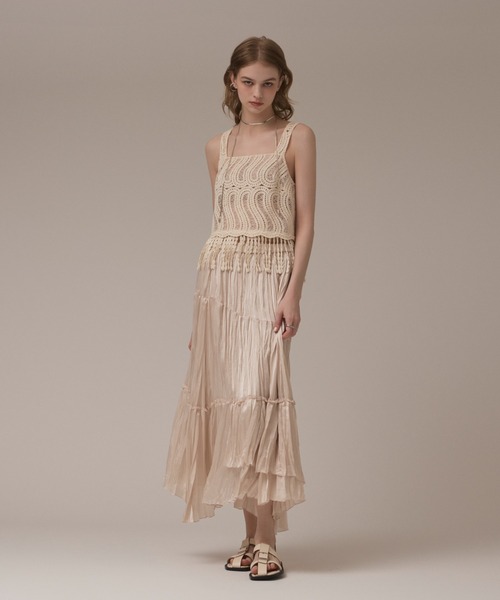 GRACE CONTINENTAL（グレースコンチネンタル）の「クロシェレースキャミ（キャミソール・レディース・ブラウン/キナリ・38/36）」の18枚目の写真