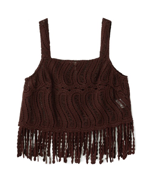 GRACE CONTINENTAL（グレースコンチネンタル）の「クロシェレースキャミ（キャミソール・レディース・ブラウン/キナリ・38/36）」の12枚目の写真