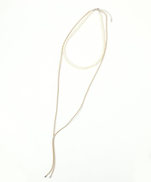 GLOBAL WORK（グローバルワーク）の「フェイクスエードY字二連ネックレス/495432（ネックレス・レディース・カーキ/ブラック/ダークブラウン/ベージュ・FREE）」の3枚目の写真