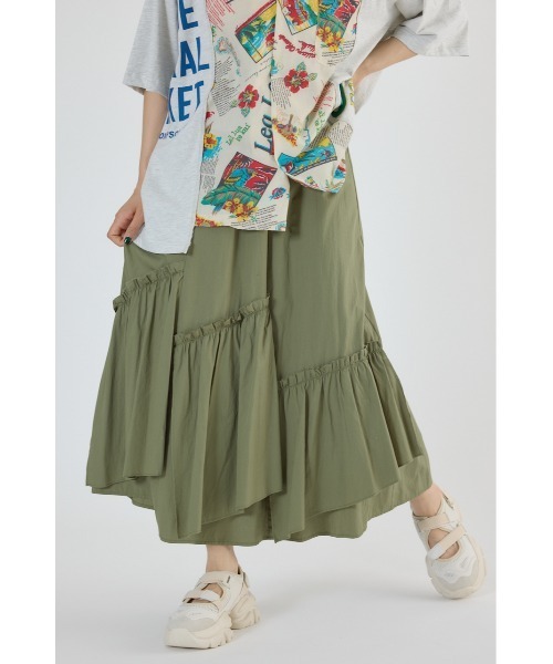 RODEO CROWNS WIDE BOWL（ロデオクラウンズワイドボウル）の「アシンメトリーギャザースカート（スカート・レディース・ブラック/カーキ/オフホワイト・FREE）」の22枚目の写真