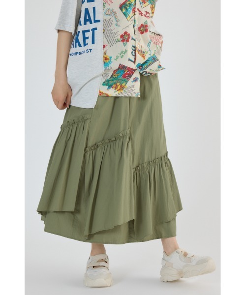 RODEO CROWNS WIDE BOWL（ロデオクラウンズワイドボウル）の「アシンメトリーギャザースカート（スカート・レディース・ブラック/カーキ/オフホワイト・FREE）」の21枚目の写真