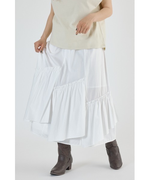 RODEO CROWNS WIDE BOWL（ロデオクラウンズワイドボウル）の「アシンメトリーギャザースカート（スカート・レディース・ブラック/カーキ/オフホワイト・FREE）」の15枚目の写真