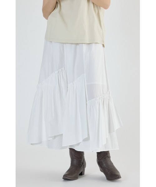 RODEO CROWNS WIDE BOWL（ロデオクラウンズワイドボウル）の「アシンメトリーギャザースカート（スカート・レディース・ブラック/カーキ/オフホワイト・FREE）」の14枚目の写真