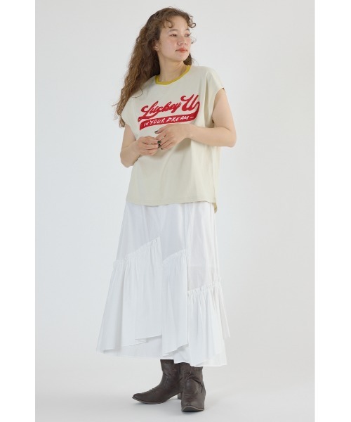 RODEO CROWNS WIDE BOWL（ロデオクラウンズワイドボウル）の「アシンメトリーギャザースカート（スカート・レディース・ブラック/カーキ/オフホワイト・FREE）」の10枚目の写真