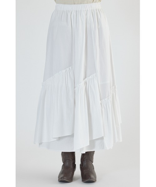 RODEO CROWNS WIDE BOWL（ロデオクラウンズワイドボウル）の「アシンメトリーギャザースカート（スカート・レディース・ブラック/カーキ/オフホワイト・FREE）」の8枚目の写真