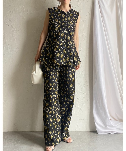 パンツ メンズ 花柄プリント ワイドレッグ ストレート 花柄プリントタックワイドパンツ｜パンツ - etoll.