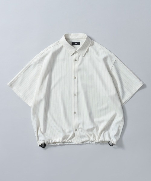 HARE(ハレ)の「ドローコードストライプシャツ(HARE)(シャツ/ブラウス・メンズ・ホワイト/グリーン/ブラック/グレー・FREE)」の2枚目の写真