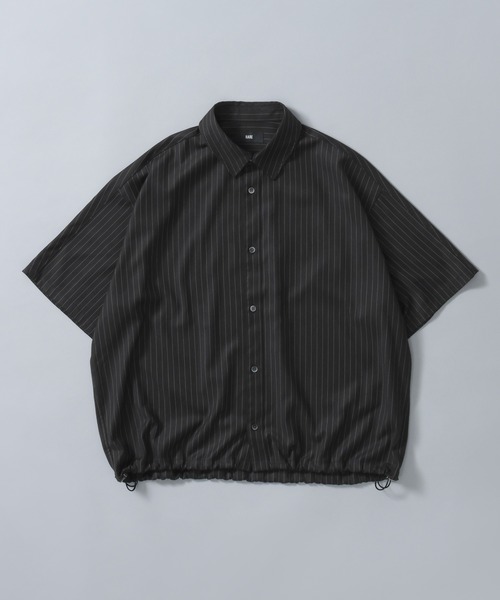 HARE(ハレ)の「ドローコードストライプシャツ(HARE)(シャツ/ブラウス・メンズ・ホワイト/グリーン/ブラック/グレー・FREE)」の3枚目の写真