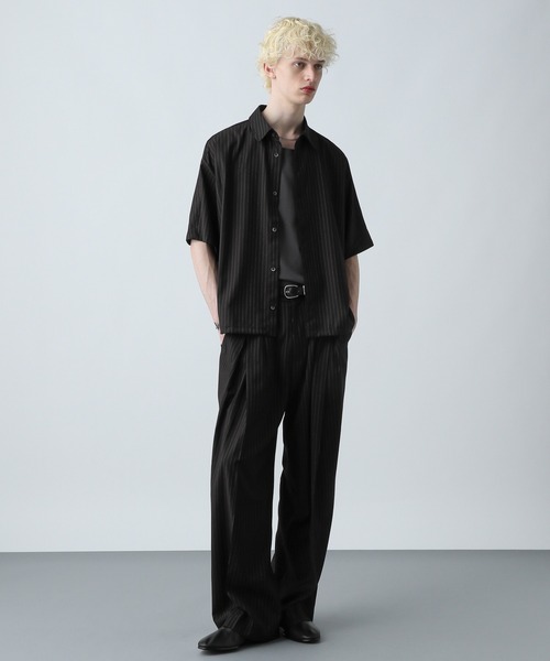 HARE(ハレ)の「ドローコードストライプシャツ(HARE)(シャツ/ブラウス・メンズ・ホワイト/グリーン/ブラック/グレー・FREE)」の9枚目の写真