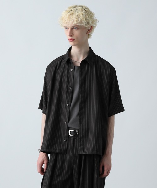 HARE(ハレ)の「ドローコードストライプシャツ(HARE)(シャツ/ブラウス・メンズ・ホワイト/グリーン/ブラック/グレー・FREE)」の15枚目の写真