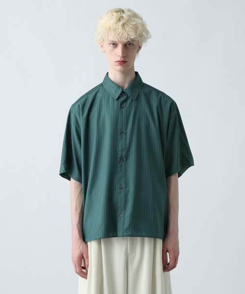 HARE(ハレ)の「ドローコードストライプシャツ(HARE)(シャツ/ブラウス・メンズ・ホワイト/グリーン/ブラック/グレー・FREE)」の19枚目の写真