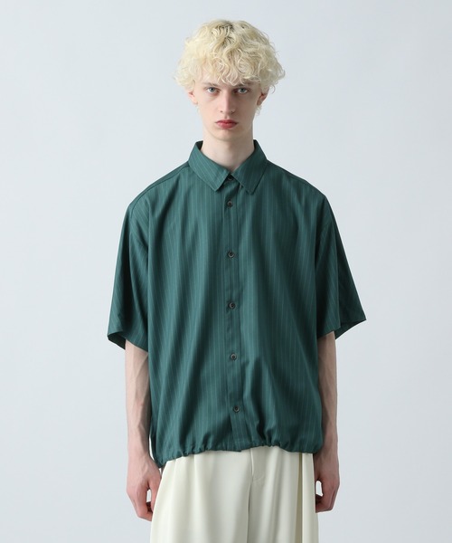 HARE(ハレ)の「ドローコードストライプシャツ(HARE)(シャツ/ブラウス・メンズ・ホワイト/グリーン/ブラック/グレー・FREE)」の17枚目の写真