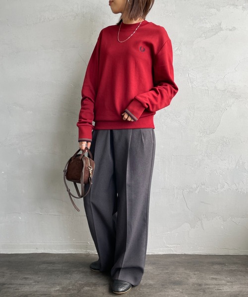 FRED PERRY/フレッドペリー] ワンポイントロゴ刺繍 クルーネック