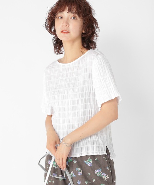 studio CLIP（スタディオクリップ）の「ボートネックシャーリングTブラウス（シャツ/ブラウス・レディース・ブラウン/ライトグリーン/オフホワイト/ブラック・FREE）」の2枚目の写真