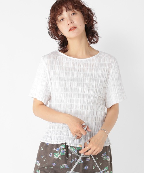 studio CLIP（スタディオクリップ）の「ボートネックシャーリングTブラウス（シャツ/ブラウス・レディース・ブラウン/ライトグリーン/オフホワイト/ブラック・FREE）」の5枚目の写真