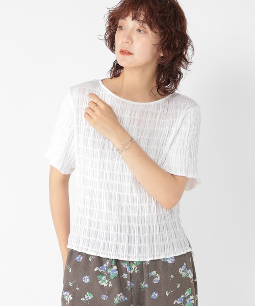 studio CLIP（スタディオクリップ）の「ボートネックシャーリングTブラウス（シャツ/ブラウス・レディース・ブラウン/ライトグリーン/オフホワイト/ブラック・FREE）」の6枚目の写真